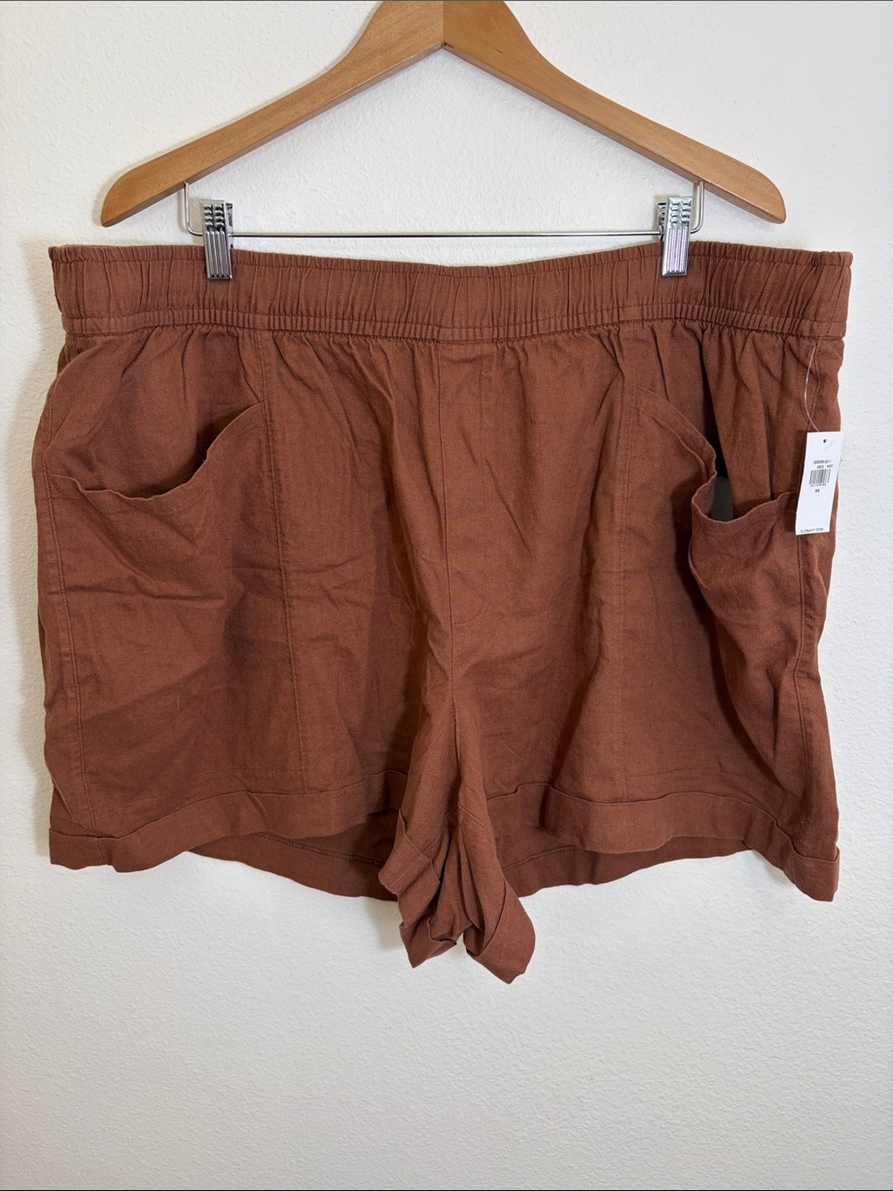 NWT Old Navy Brown High Rise Relaxed Drawstring Linen Blend Plus Size Shorts
